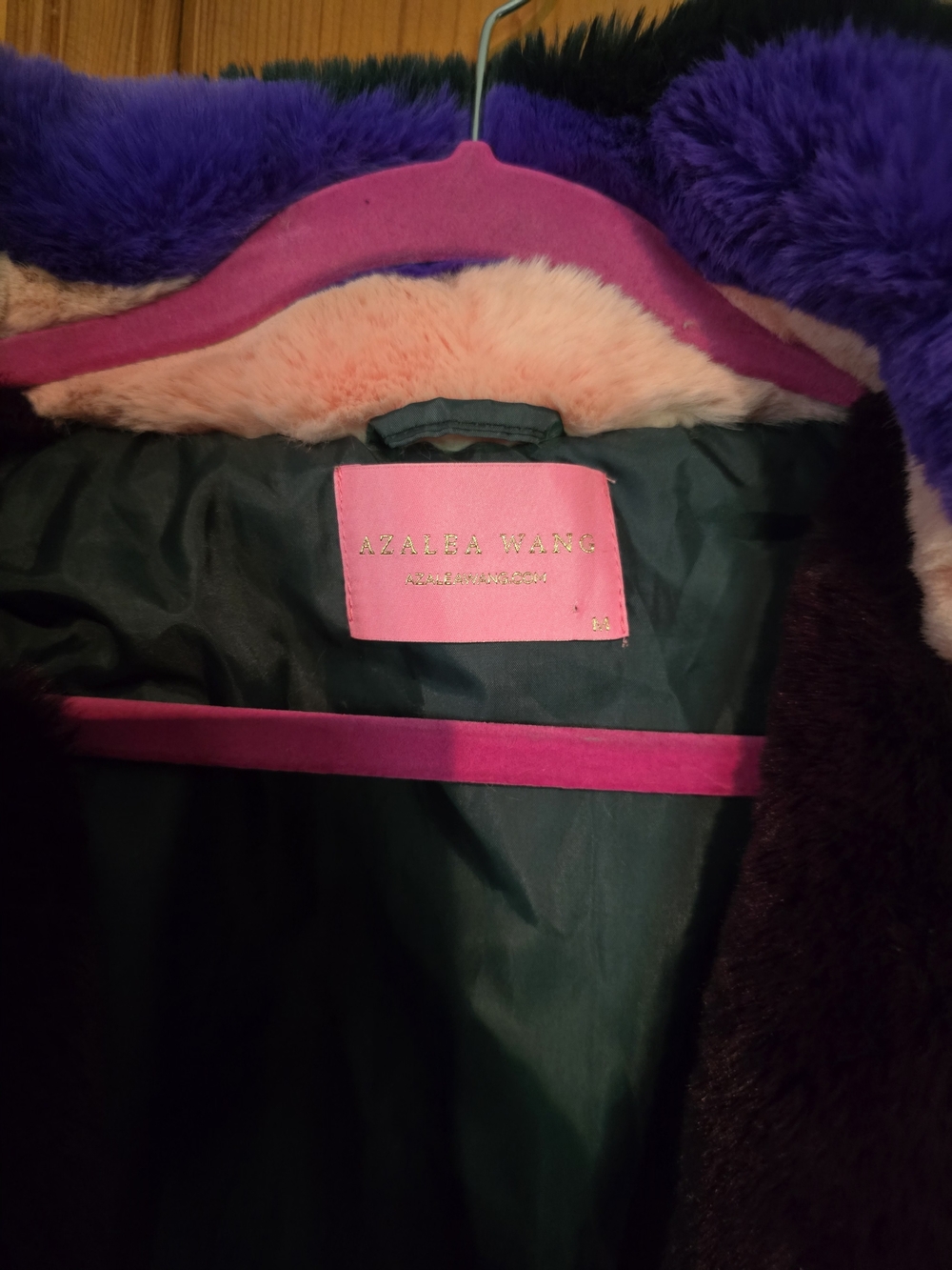 Multicolor Faux Fur Bomber Jacket - Women's Bold Stripe Coat - Picture 3 of 16